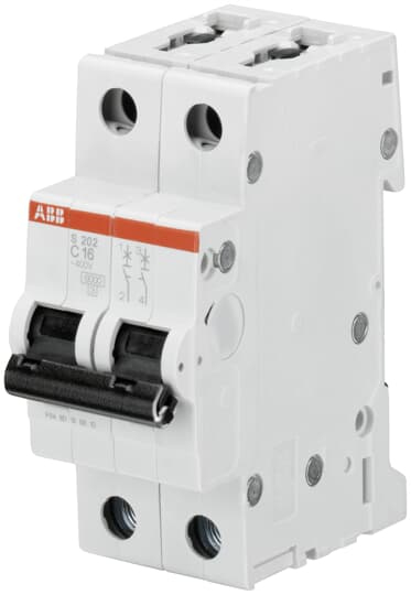 ABB S202-C16 - Miniature circuit breaker - Type C - 20000 A - IP20 - IP40