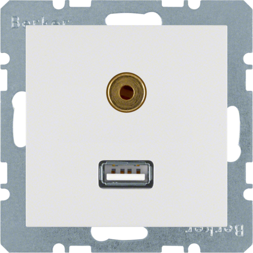 Berker 3315398989 prise USB-A + 3.5mm Blanc