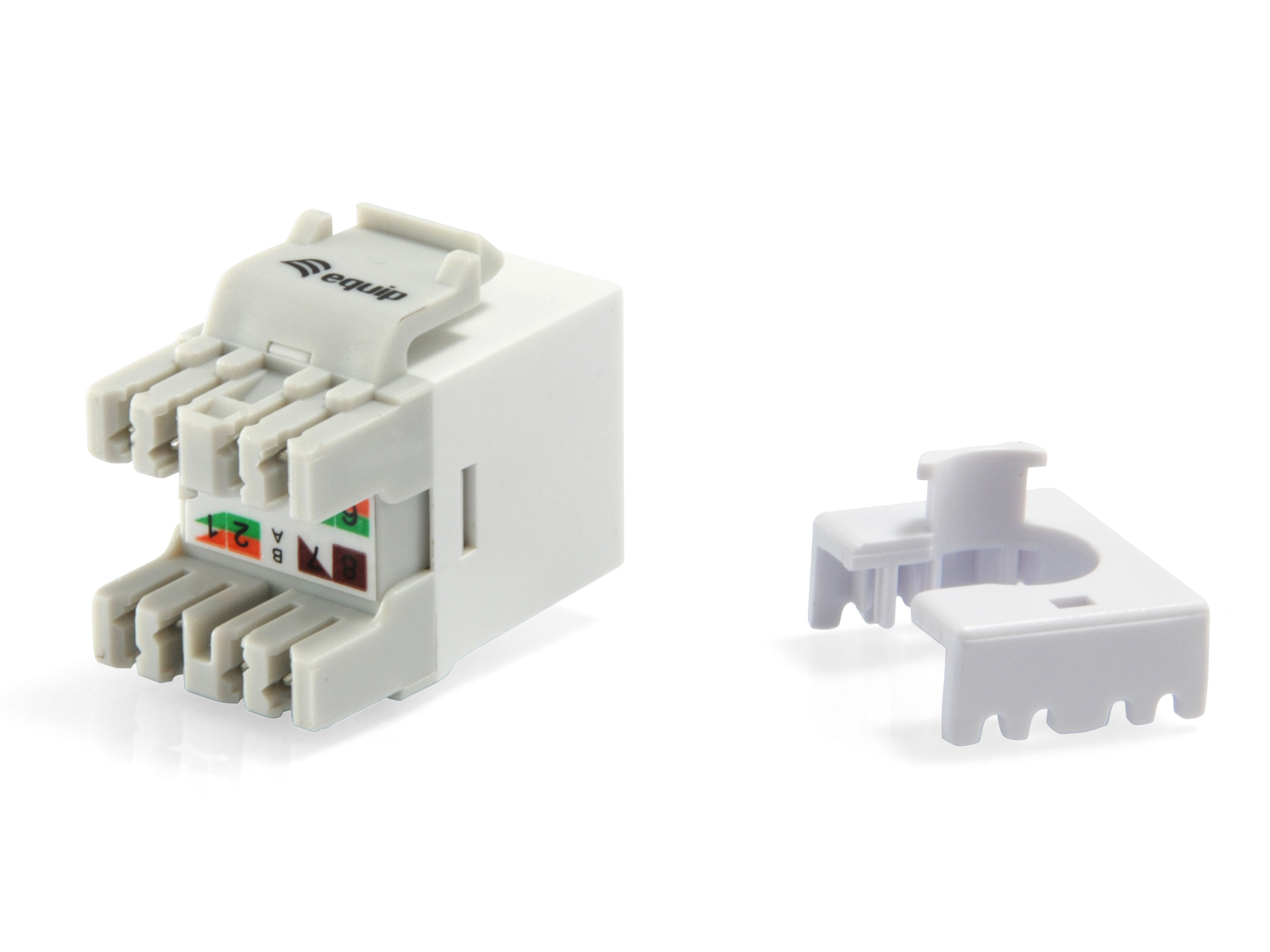 Jack Keystone non blindé Equip Cat. 6 LSA - Type fin - Blanc - Plat - Blanc - RJ-45 - IDC - Femelle - Mâle