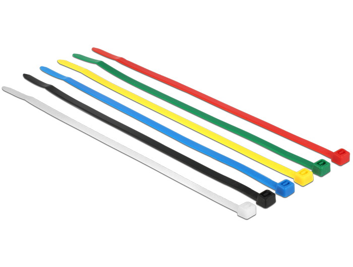 Delock 18626 - Nylon - Black - Blue - Green - Red - Transparent - Yellow - 200 mm - 3.6 mm - 200 pc(s) - 18626