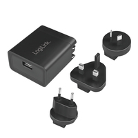 LogiLink USB Reseadapter 2,1A Snabbladdning 10,5W 5V Svart - PA0187