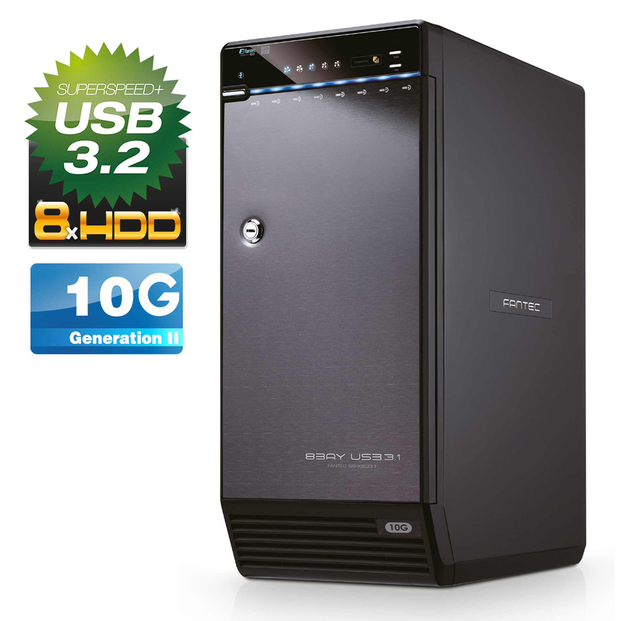 FANTEC QB-X8U31 8x 3.5" HDD Festplattengehäuse USB 3.1 - HDD Caddy - 3.5" - 2573