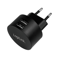 LogiLink USB Socket Adapter 2x Fast Charging 10.5W 5V Black