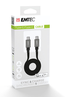 EMTEC T700C2 - 1.2 m - USB C - USB C - Black - ECCHAT700TC2