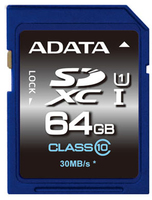 ADATA 64 Go SDXC classe 10 UHS, bleu, série de cartes mémoire