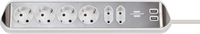 Brennenstuhl 1153590620 Multiprise 6 prises 2m IP20 argent/blanc