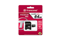Transcend microSDXC 64GB Klass 10 90MB/s med Adapter - TS64GUSDXC10