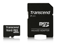 Transcend microSDHC 16GB Class 10 90MB/s med adapter - TS16GUSDHC10