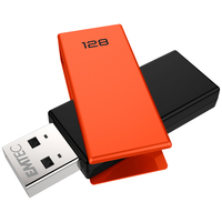 EMTEC C350 Brick - 128 Go - USB Type-A - 2.0 - 15 Mo/s - Pivotant - Noir, Orange