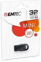 EMTEC D250 Mini - 32 GB - USB Type-A - 2.0 - 15 MB/s - Capless - Black - ECMMD32GD252