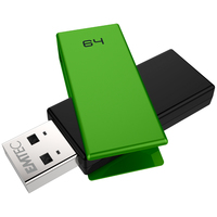 EMTEC C350 Brick 2.0 - 64 GB - USB Type-A - 2.0 - 15 MB/s - Swivel - Black,Green - ECMMD64GC352
