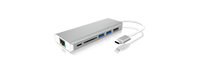 ICY BOX IB-DK4034-CPD - Wired - USB 3.2 Gen 1 (3.1 Gen 1) Type-C - USB Type-A - Silver - White - SD - 128 GB - IB-DK4034-CPD
