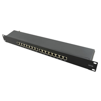 LogiLink NP0076 Panneau de brassage en métal noir 10GbE RJ-45 Cat6a 1U