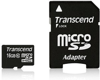 Transcend microSDHC 16GB Klass 10 UHS-I 90MB/s U1 Adapter - TS16GUSDU1
