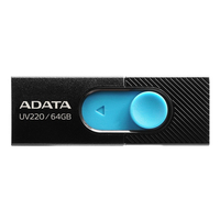 ADATA UV220 64GB USB 2.0, skjutbar, 7.5g, svart/blå - AUV220-64G-RBKBL