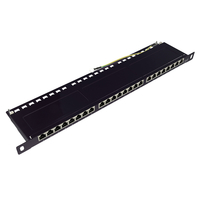 LogiLink NP0047 RJ-45 Cat6e Black Metal Patch Panel 0.5U
