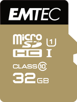 EMTEC microSD Class10 Gold+ 32 Go - 32 Go - MicroSDHC - Classe 10 - 85 Mo/s - 21 Mo/s - Noir, Or