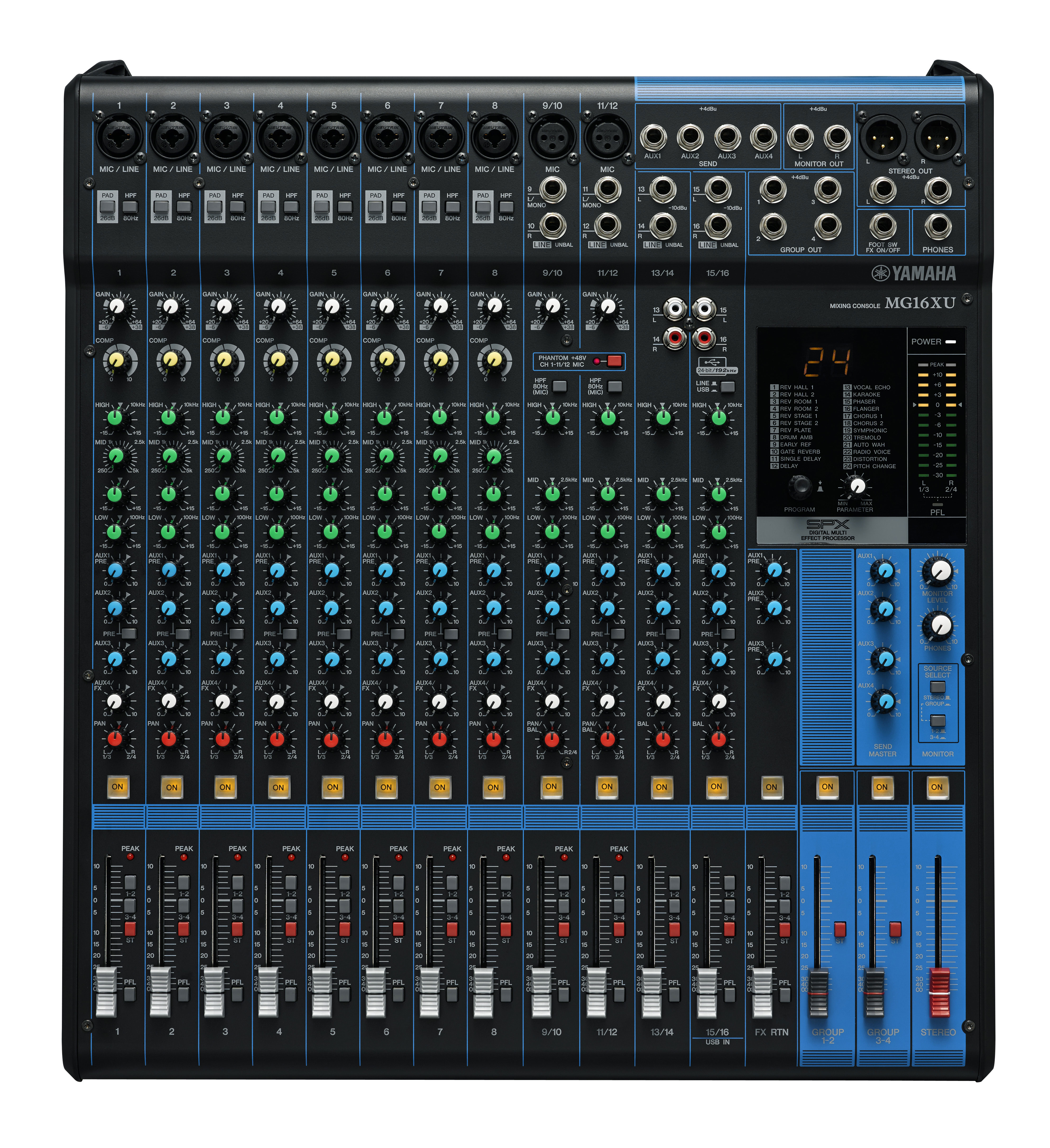 Table de mixage Yamaha MG16XU - 16 canaux, 30 W, analogique