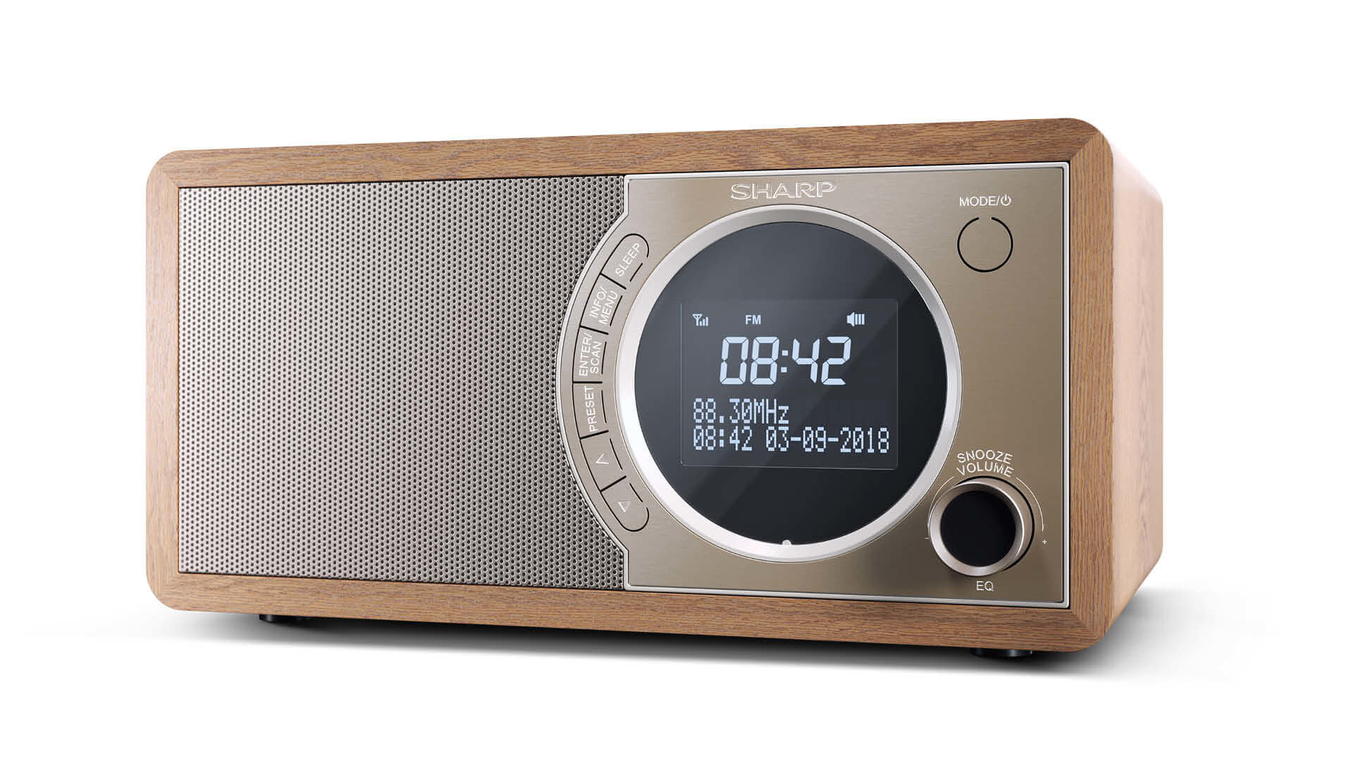 Sharp DR-450(BR) - Clock - DAB,DAB+,FM - 3 W - LCD - Brown - Monotone - DR-450(BR)