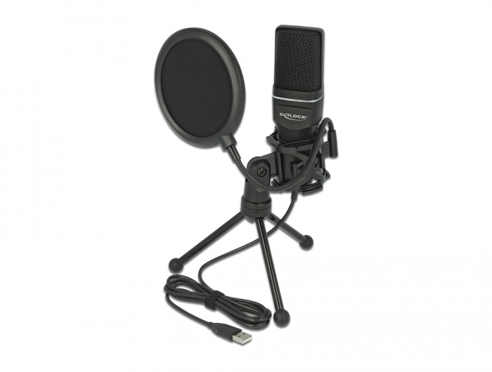 Delock 66331 - Microphone de table - -47 dB - 20 - 20 000 Hz - 16 bits - Unidirectionnel - Filaire
