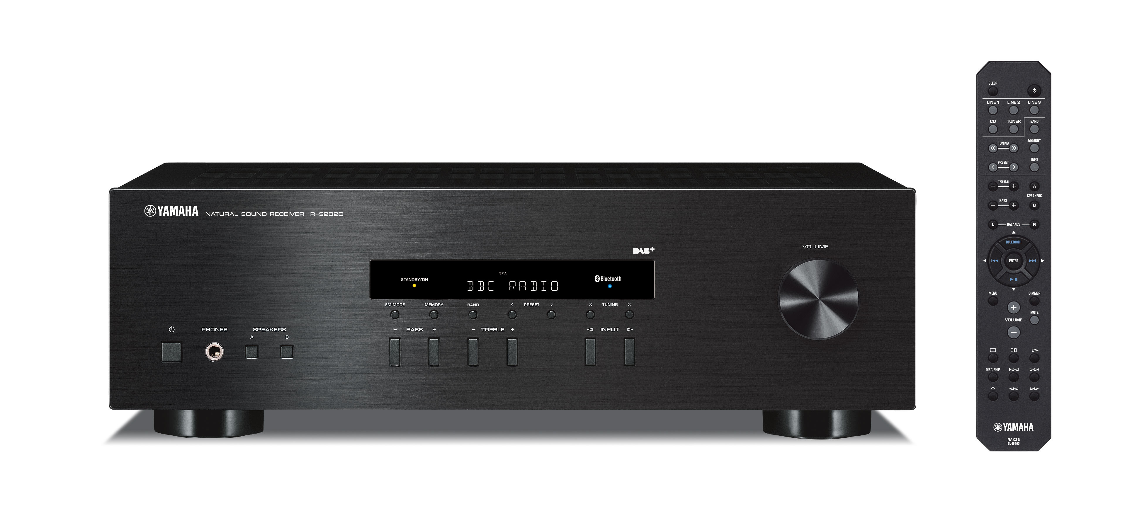 Yamaha R-S202D Stereo Receiver - 140W, 0.2% THD, 500mV sensitivity - R-S202DBL