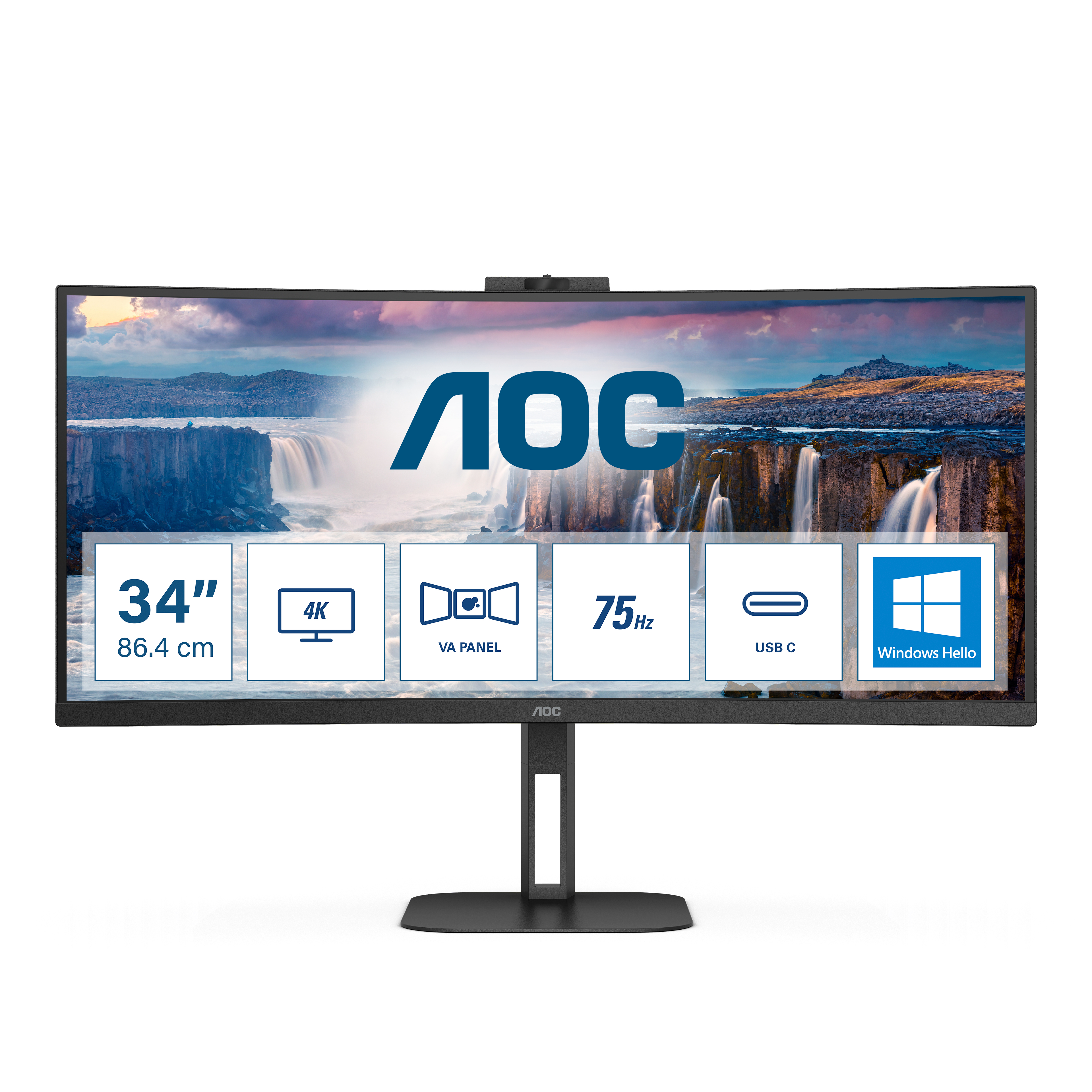 Moniteur LED QHD ultra-large AOC V5 CU34V5CW/BK 34"