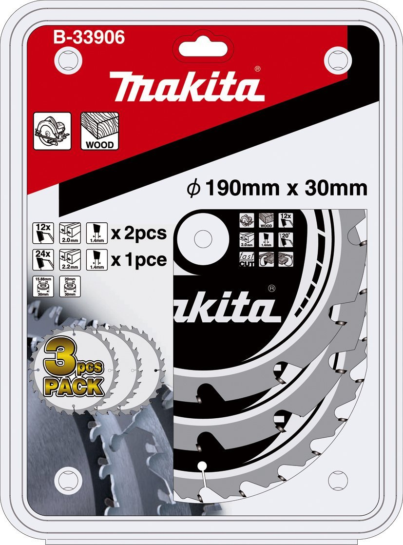 Makita B-33906 Lame de scie Bois 190mm 3-pack