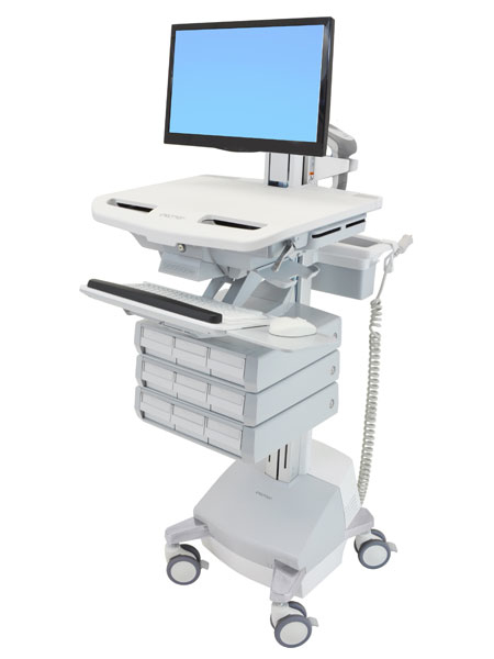 Ergotron StyleView - Chariot multimédia - Aluminium - Gris - Blanc - Aluminium - Plastique - Acier zingué - Écran plat - 16,8 kg - 61 cm (24")