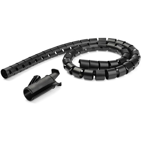StarTech CMSCOILED2 cable bundle tube (2.5 m, 25mm / 2.50cm (1") diameter, expandable spiral cable organizer) black - cable sleeve kit - black - 2.5 m - CMSCOILED2