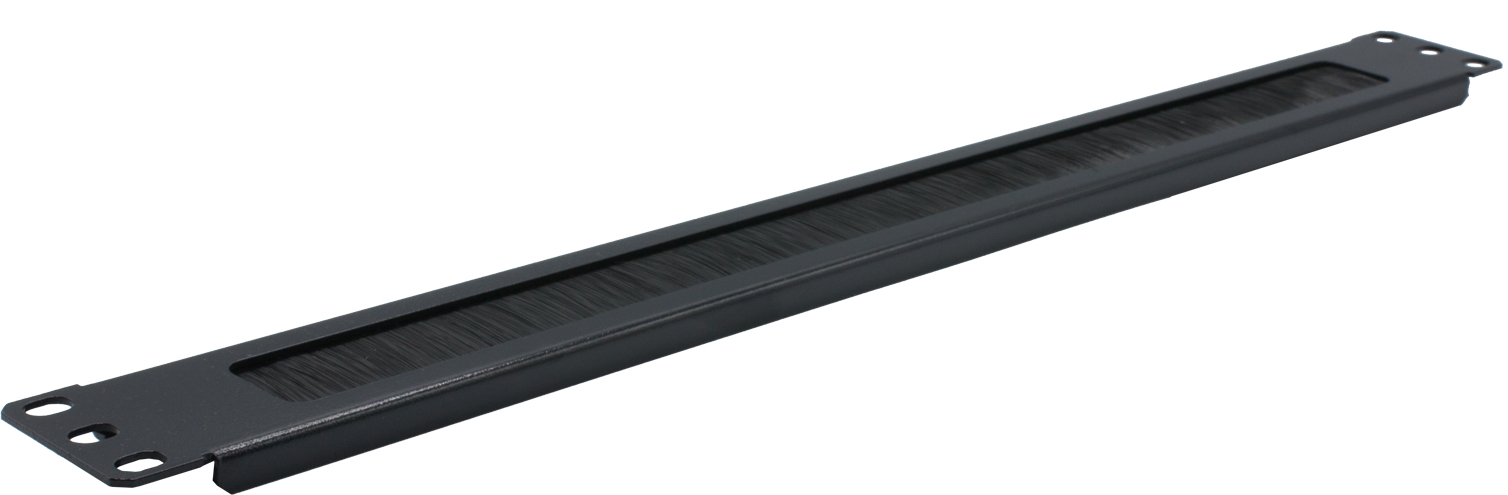 Rockstable 1U 19" Couvercle avec Brosse Seal Panneau de gestion des câbles Noir