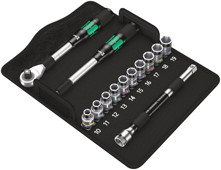 Wera 8006 SC 1 - Jeu de clés à douille - Noir, Chrome, Vert - CE - Manche à cliquet - 2 pièces - 1/2"