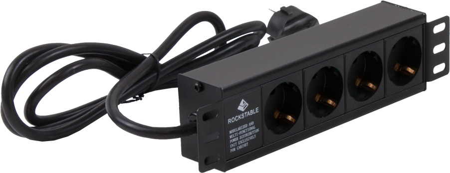 Rockstable Multiprise 4 voies 1U 1.8m Noir