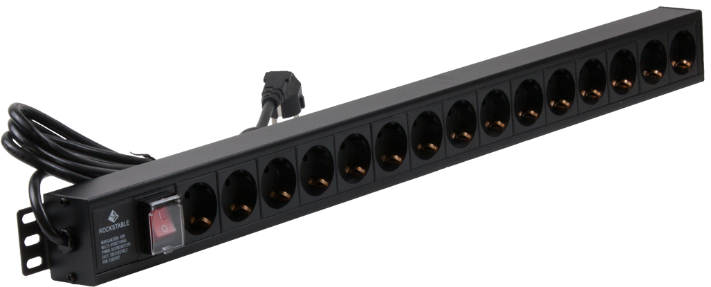 Rockstable Barre d'alimentation 15 voies Noir 1U 2m