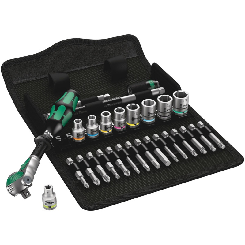 Wera 8100 SA 6 - Jeu de clés à douille - Noir, Chrome, Vert - CE - Manche à cliquet - 1 pièce(s) - 1/4"