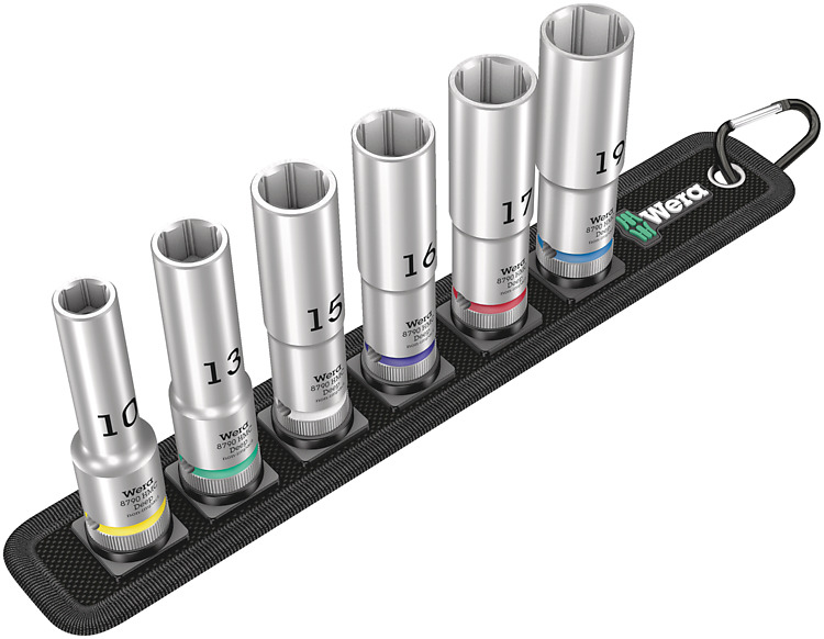Wera 05004565001 - Jeu de douilles - 1/2" - Métrique - 6 têtes - 10, 13, 15, 16, 17, 19 mm - 290 mm
