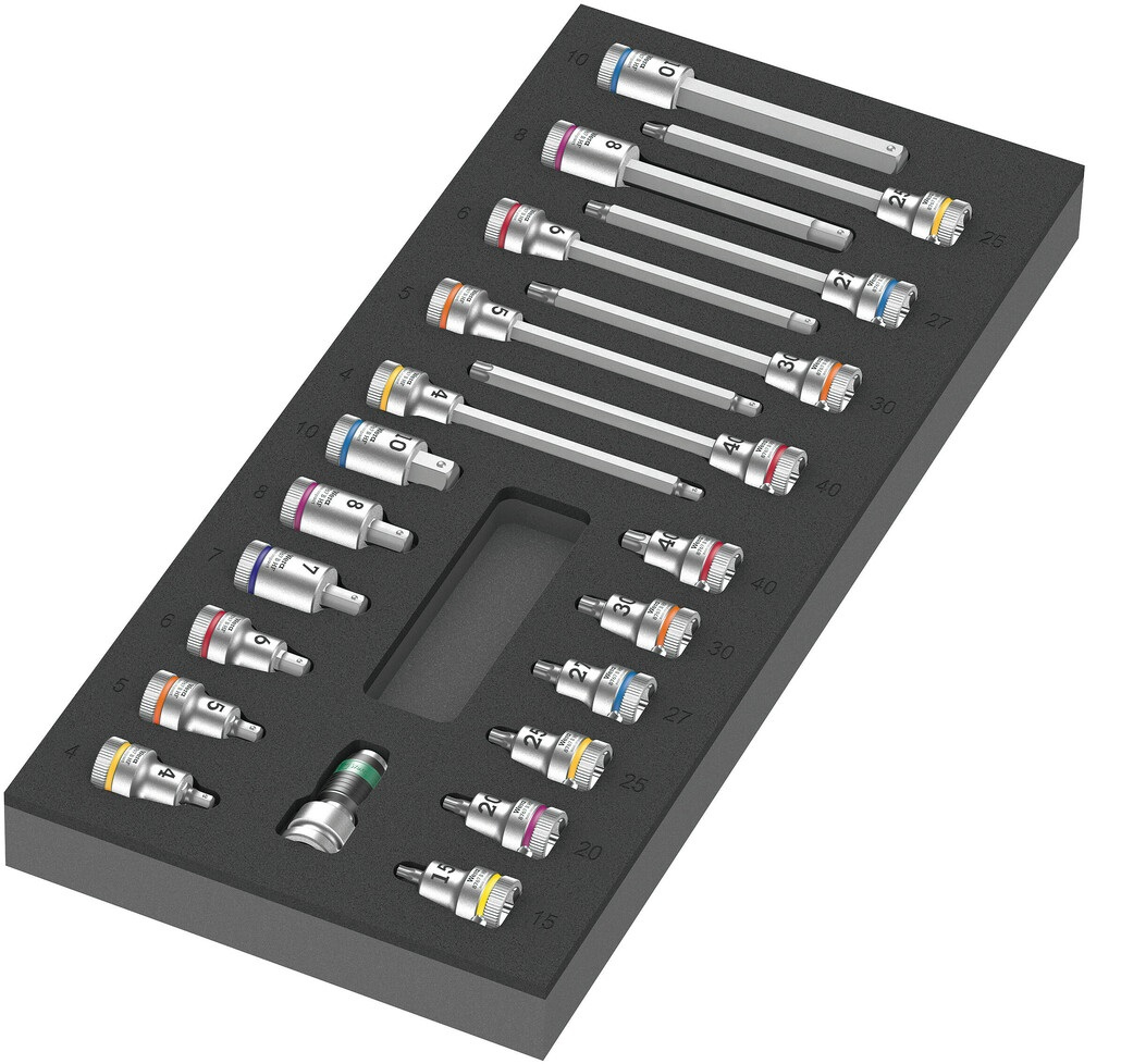 Wera 05150113001 Douille hexagonale TORX Cliquet Zyklop 22 pièces.
