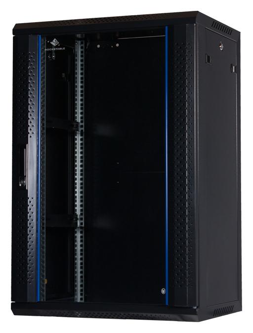 Rockstable 18U 19" Rack mural en verre trempé noir