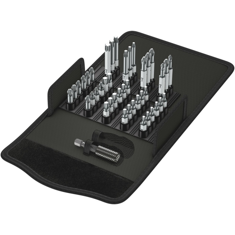 Wera BS 43 Universal 1 - 43 pièces - Phillips, Pozidriv, Torx - PH 1, PH 2 - PZ 1, PZ 2, PZ 3 - T10, T15, T20, T25, T30, T40 - Acier inoxydable, Textile