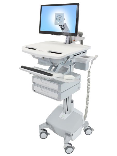 Ergotron StyleView - Chariot multimédia - Aluminium - Gris - Blanc - Aluminium - Plastique - Acier zingué - Écran plat - 15,9 kg - 61 cm (24")