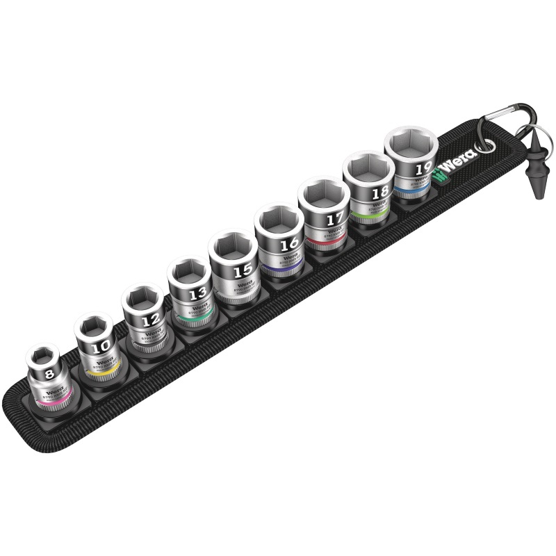 Wera Belt B 1 - Jeu de douilles - 3/8" - Métrique - 9 têtes - 8, 10, 12, 13, 15, 16, 17, 18, 19 mm
