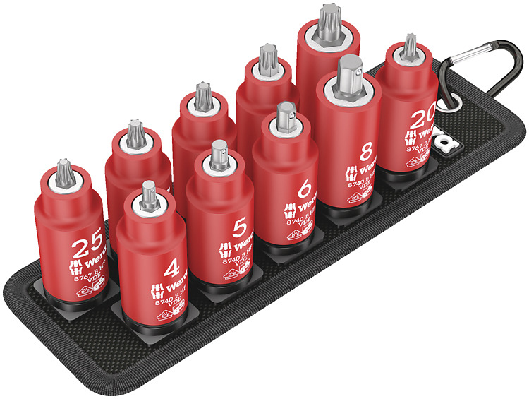 Wera 05004930001 - Jeu de douilles - 3/8" - Métrique - 10 têtes - 4, 5, 6, 8, 20, 25, 27, 30, 40, 45 mm - 230 mm
