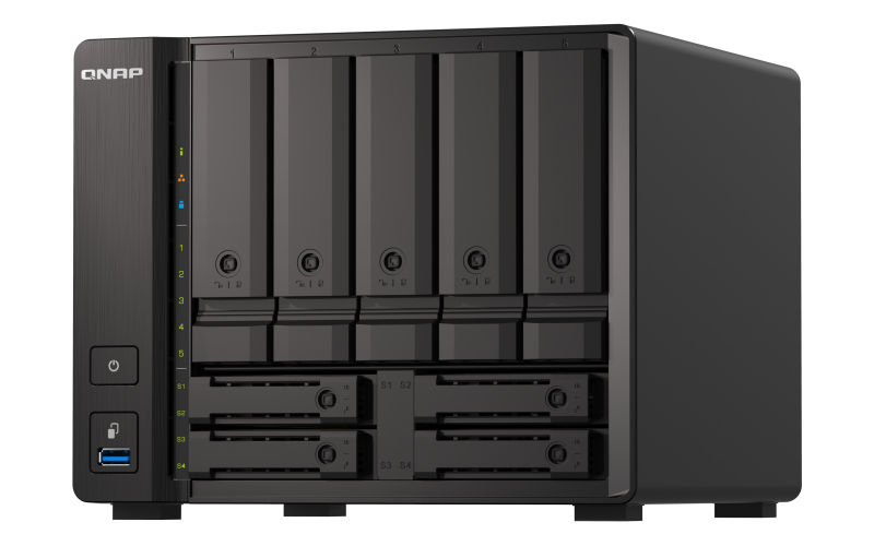 NAS QNAP 9 baies, AMD Ryzen V1500B 4 cœurs 8 To 2,2 GHz, 32 Go
