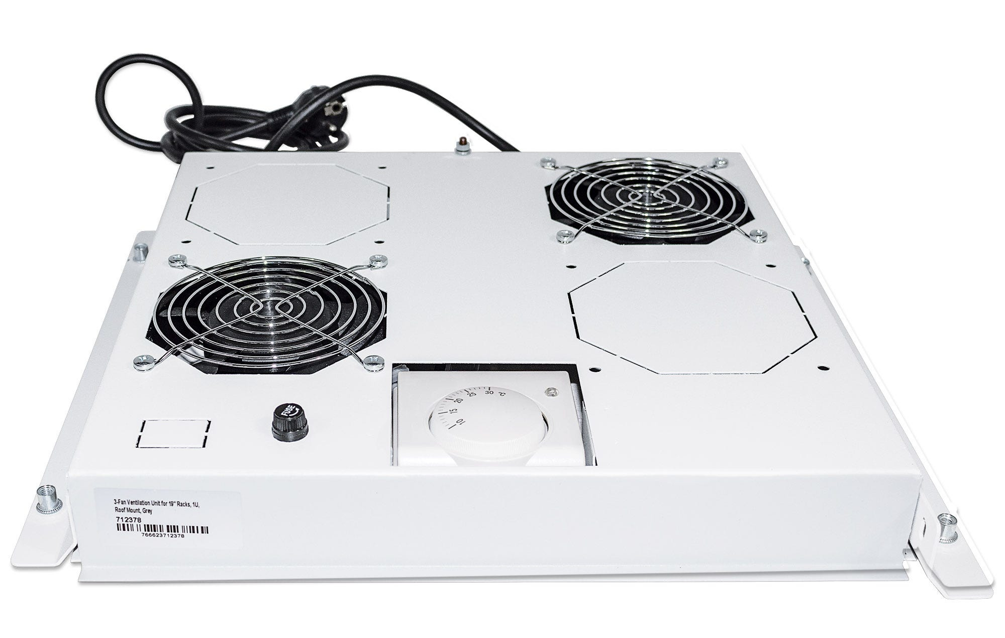 Plateau de ventilation rackable (220/240 V) avec 2 ventilateurs - RAL 7035 - 1U (19")