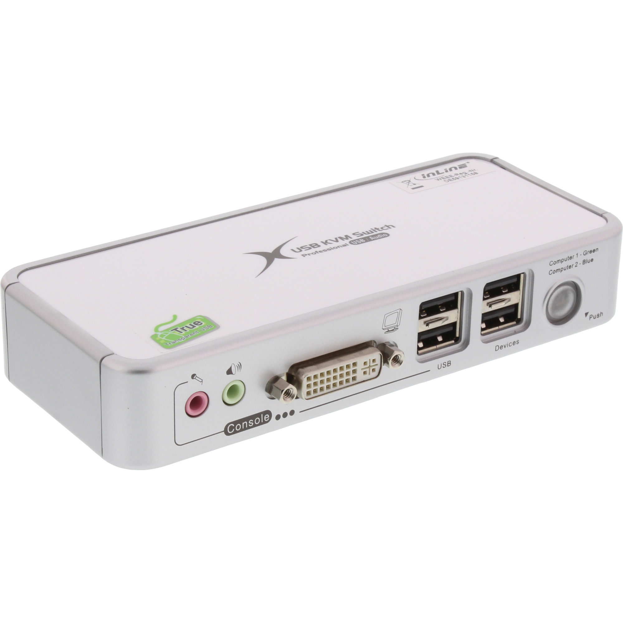 Commutateur KVM USB DVI en ligne 2 ports audio