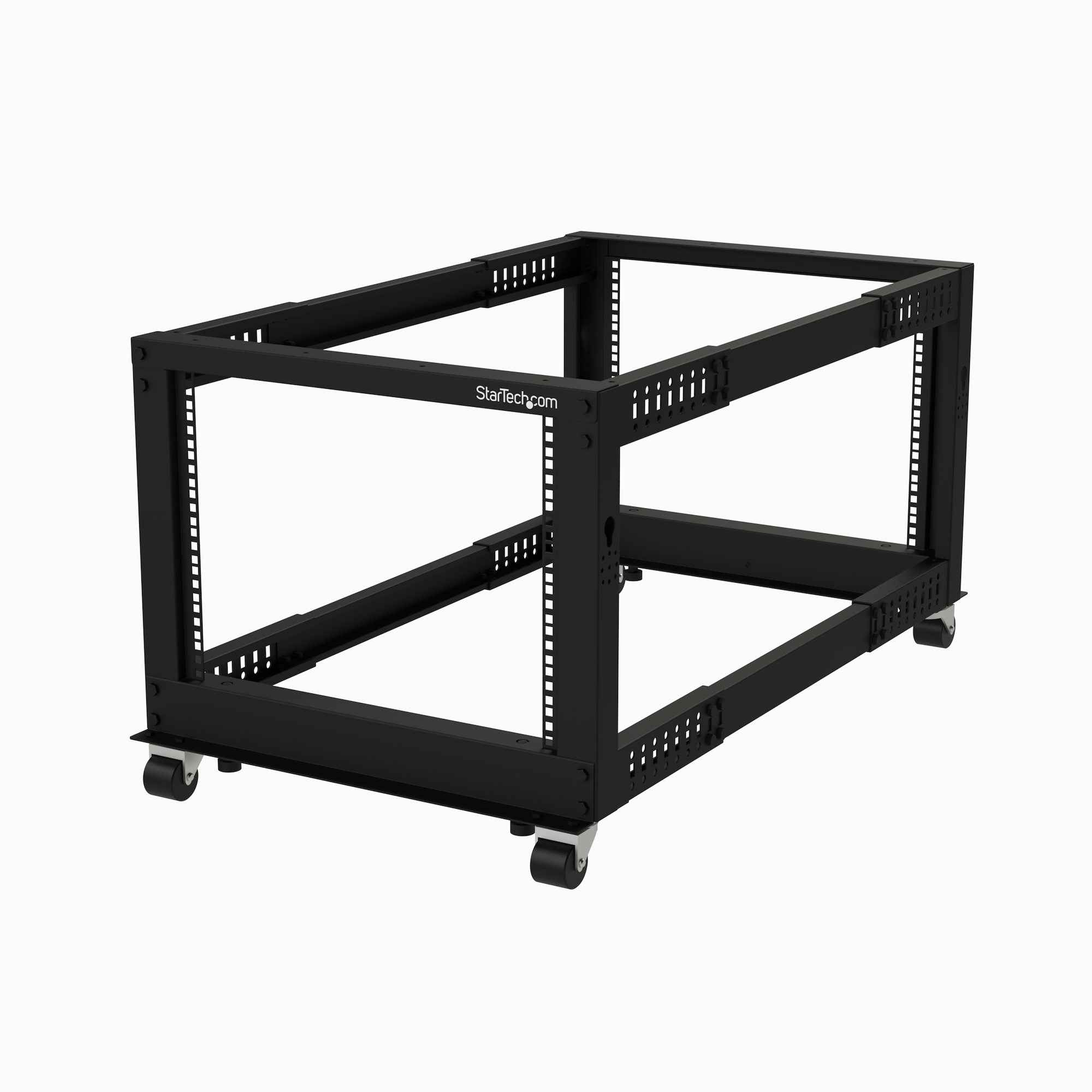 StarTech 8U Open Frame Rack - 4 Post - 22-40 in. Adjustable Depth - Cabinet - open frame - 4 posts - floor standing - black - 8U - 4POSTRACK8U