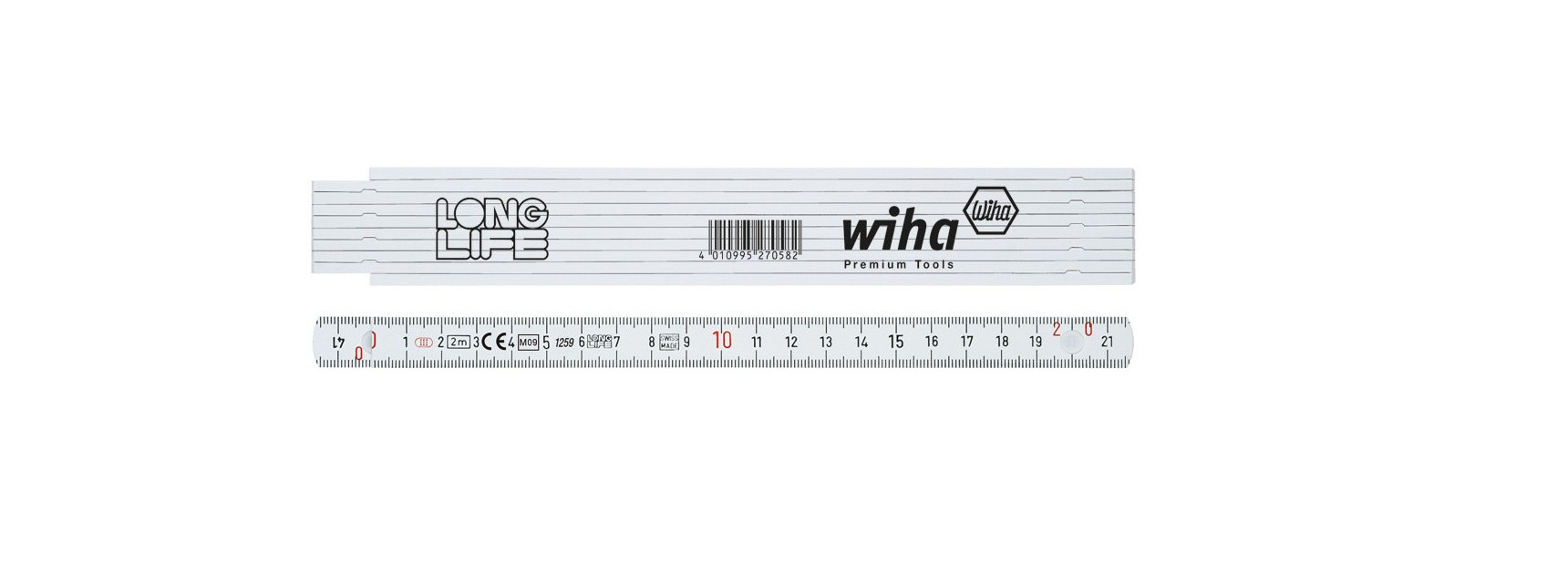 Wiha 410 2000 fiberglass tape measure, white, 2 x 15 mm - 27057