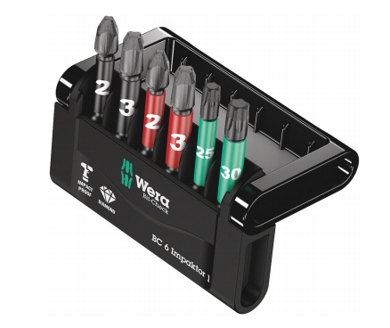 Wera Bit-Check 6 Impaktor 1 - Jeu de douilles - Métrique - 6 têtes - PH2, PH3, PZ2, PZ3 - 5 cm - 68 g
