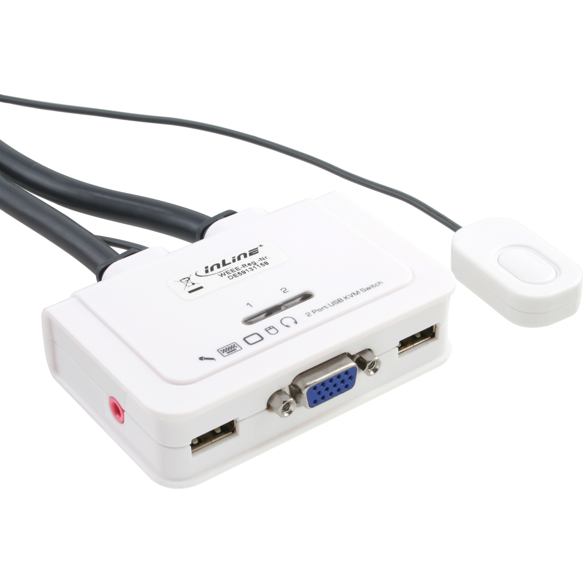 Commutateur KVM VGA 2 ports en ligne avec audio USB