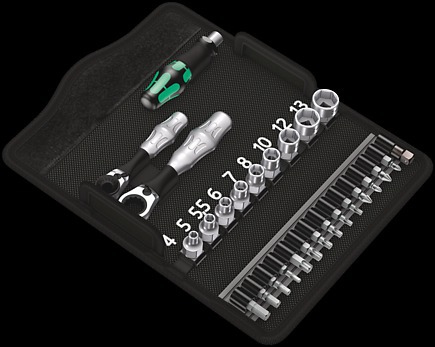 Wera Zyklop Mini 2 - Jeu de clés à douille - Noir, Chrome, Vert - Manche à cliquet - 1 pièce.