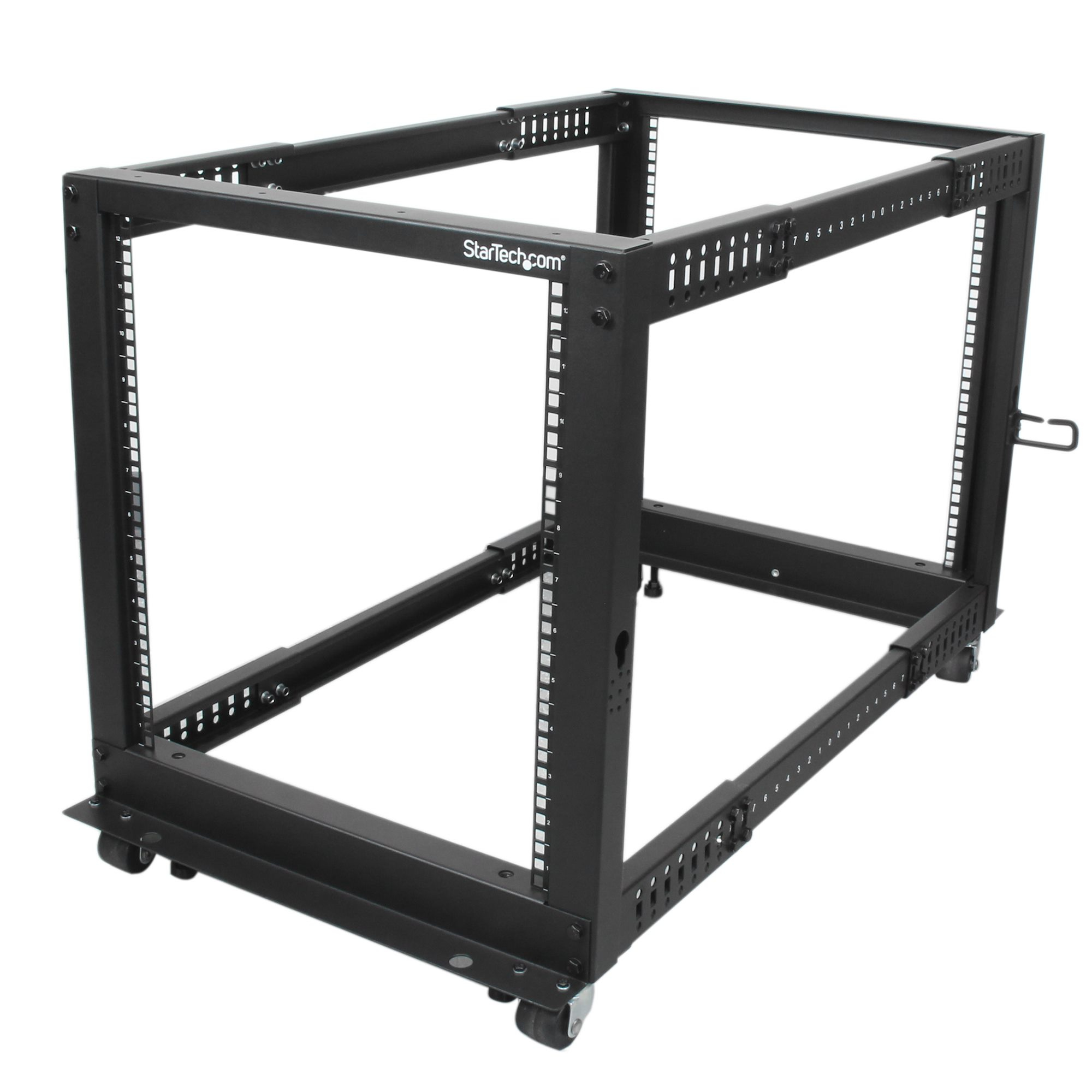StarTech 12U Adjustable Depth Open Frame 4 Post Server Rack w - Casters, Levelers and Cable Management Hooks - Relay Rack (4 Posts) - Black - 12U (4POSTRACK12U) - 4POSTRACK12U